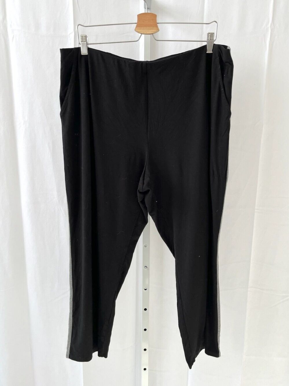 J. JILL Wearever XL Petite PXL Side Stripe Ankle Pants Stretch Jersey Black Gray